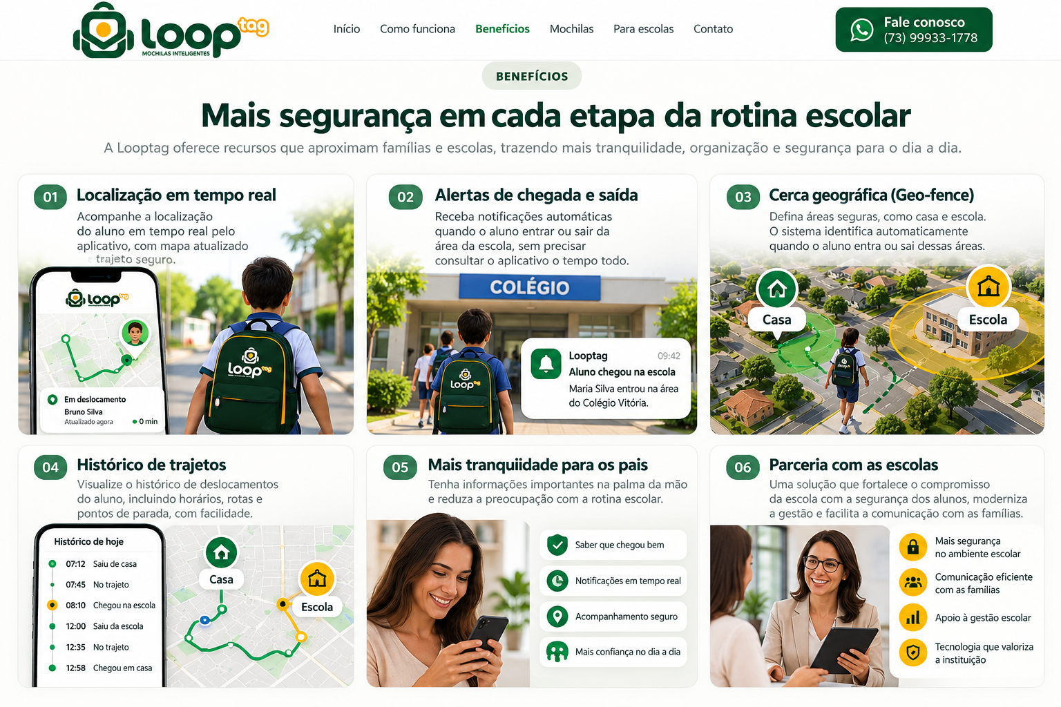 Mochilas inteligentes Looptag em diferentes cores
